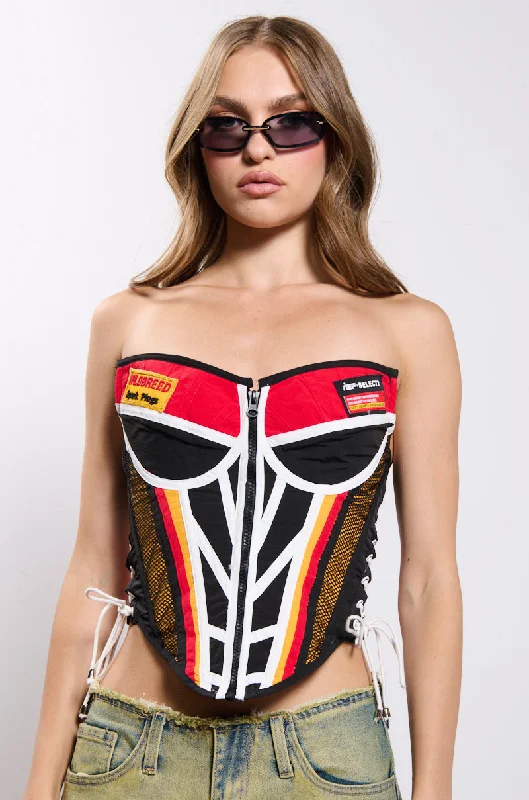 NEED FOR SPEED ZIP UP FRONT CORSET TOP