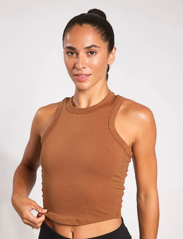 One Fitted Dri-FIT Cropped Tank Top - Light British Tan/Black