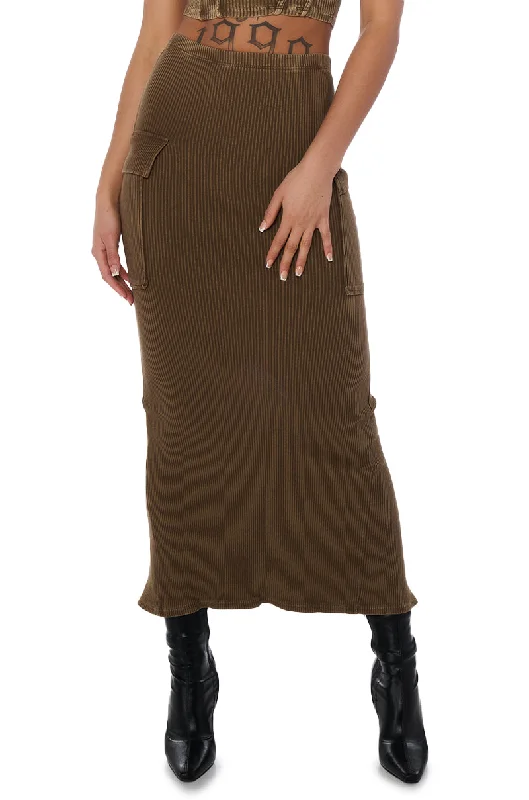 SAVANNAH MINERAL WASH KNIT MIDI SKIRT