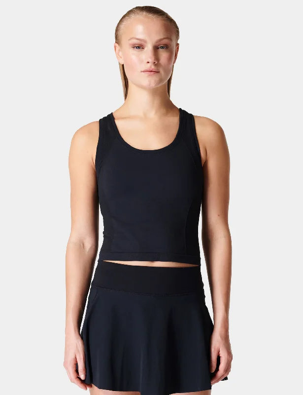 Athlete Crop Seamless Gym Vest - Black