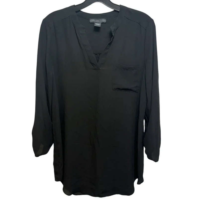 Tunic Blouse Long Sleeve By Joan Vass In Black, Size: L