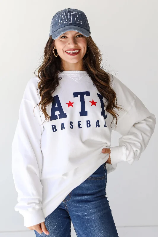 White ATL Baseball Star Sweatshirt