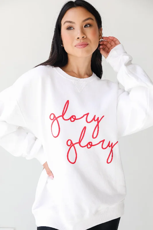 White Glory Glory Script Sweatshirt